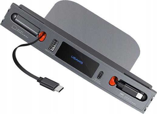 Actual product image Usams US-SJ649 60W 4 ports Car Central Control Charging HUB For Tesla(3/Y) Tarnish