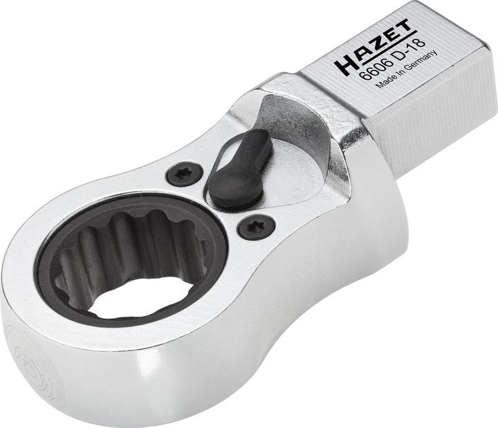 Immagine prodotto HAZET Chiave ad anello ad innesto a cricchetto 6606D-19 ∙ Attacco quadro ad innesto 14 x 18 mm ∙ Pr… (1/2", 320 Nm)