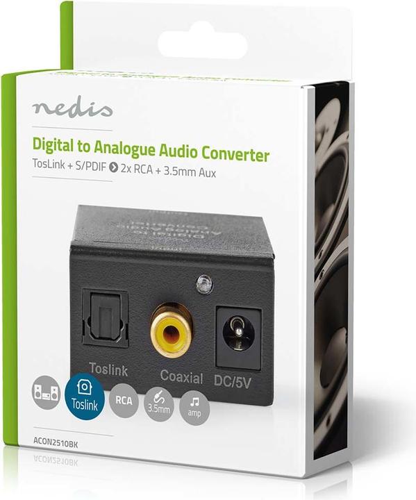 Immagine prodotto Nedis Convertitore audio digitale a 1 via Connessione Ingresso: 1x RCA digitale / 1x TosLink Connessione (0.05 m)
