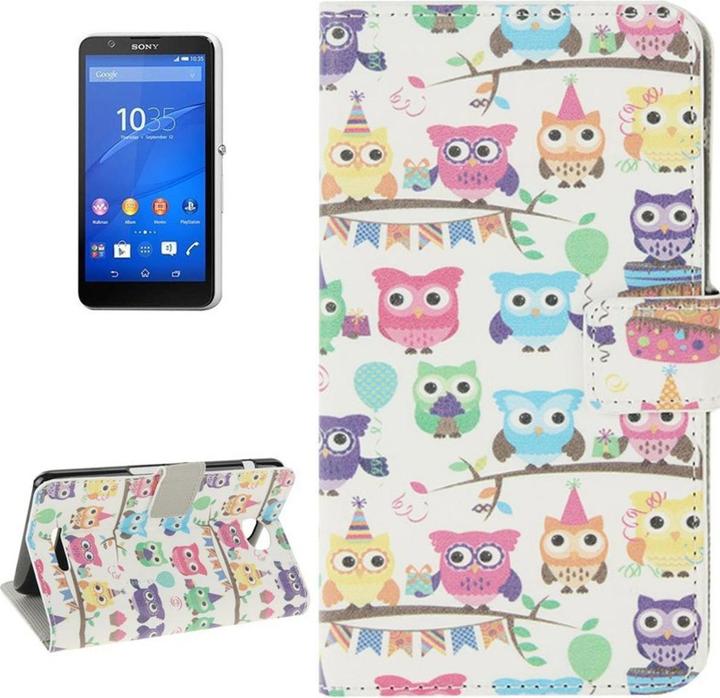 Produktbild König Design Handyhülle Tasche für Handy Sony Xperia E4 Bunte Eulen Party (Sony Xperia E4)