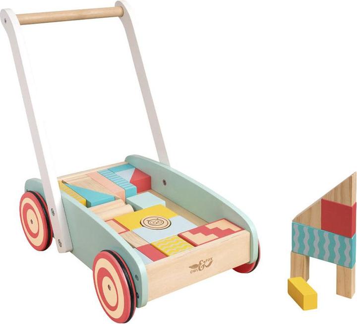 Produktbild Owl & Fox Holz Lauflernwagen mit Bausteinen FSC