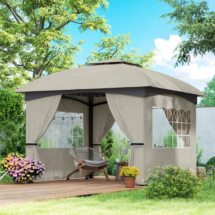 Immagine prodotto Swisshandel24 Pavillon ca. 3,4x3,4 m wasserabweisend, verzinkter Metallrahmen, Hellgrau (340 cm, 340 cm)