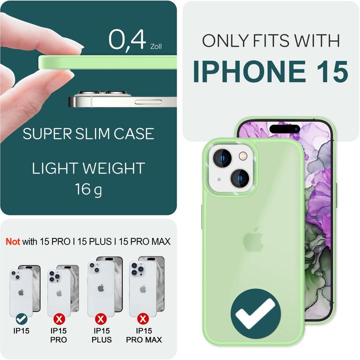 Immagine prodotto Nalia Manica ibrida opaca trasparente smerigliata (Apple iPhone 15)