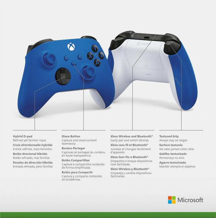 Produktbild Microsoft Xbox Wireless Controller - Shock Blue (PC, Xbox One X, Xbox Series X, Xbox One S, Xbox Series S)