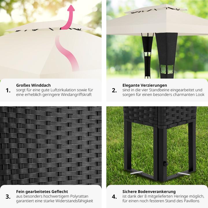 Actual product image tectake Gazebo Mona 3x4m rattan (400 cm, 300 cm)