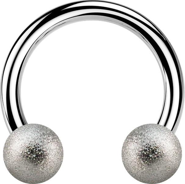 Image du produit Star Piercing Micro Circular Barbell argenté avec deux boules mouchetées (Acier chirurgical 316L)