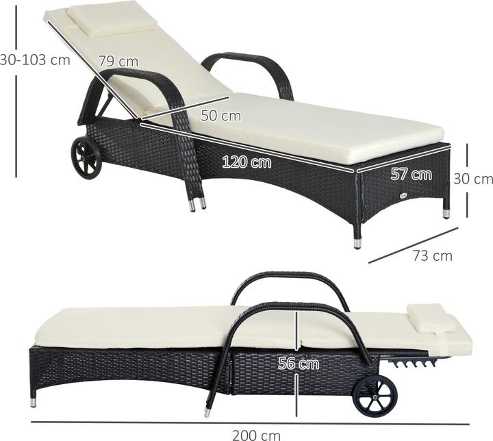 Image du produit Outsunny Chaise longue de jardin (200 cm)