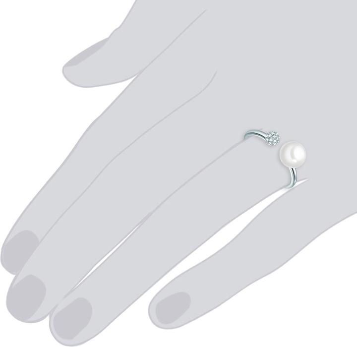 Produktbild Valero Pearls Damen Sterling Silber Zirkonia Süsswasser-Zuchtperle Silber - 10898 (60, 925 Silber)