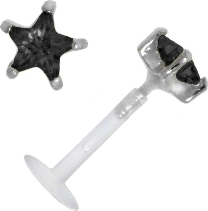 Bijouteria Piercing für Lippe/Tragus (Bioplast, Silber 925, Zirkonia)