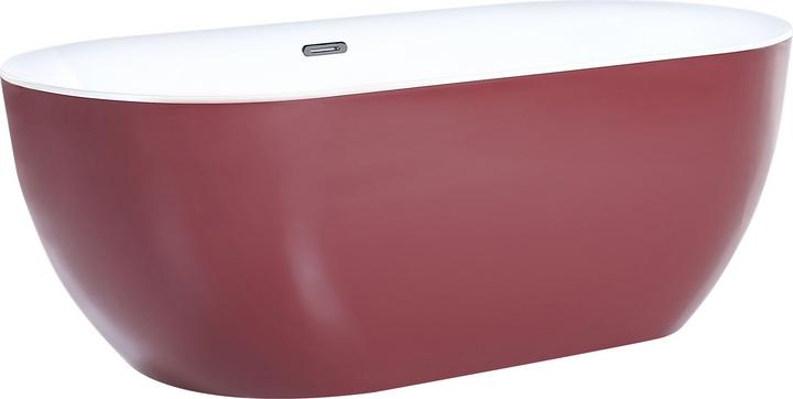 Actual product image Beliani Bathtub freestanding burgundy oval 170 x 80 cm CARRERA (240 l, 80 cm, 170 cm)