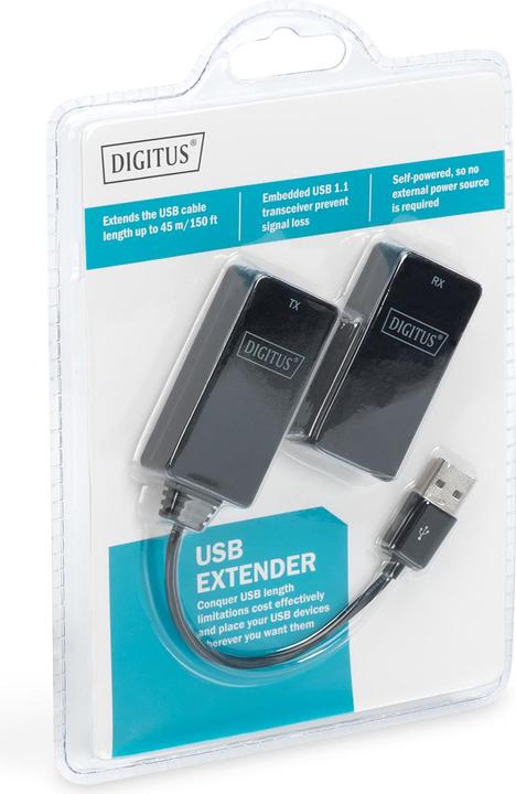 Image du produit Digitus USB Extender pour câble CAT5e CAT6 UTP jusqu'à 45m (USB, RJ45 (1x))