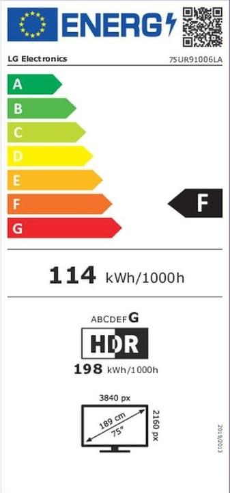 Energy Label LG 75UR91006LA (75", UR91, LED, 4K, 2023)