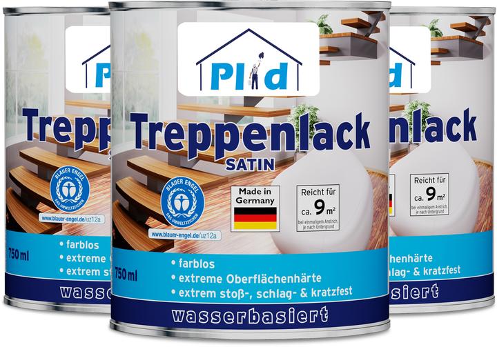 Actual product image Plid Stair varnish 2.25L Colourless satin, for approx. 27m² /Stair varnish Clear varnish Wood varnish (Colorless, 2.25 l)