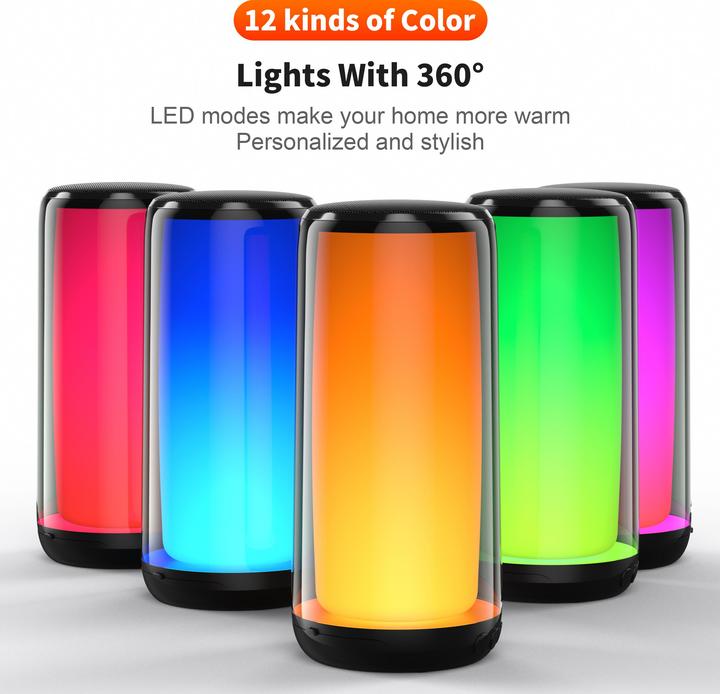 Immagine prodotto Qere Altoparlante Bluetooth 5.3 HF33 10W 3D Surround Sound Luce LED IPX5 e USB-C (5 h)