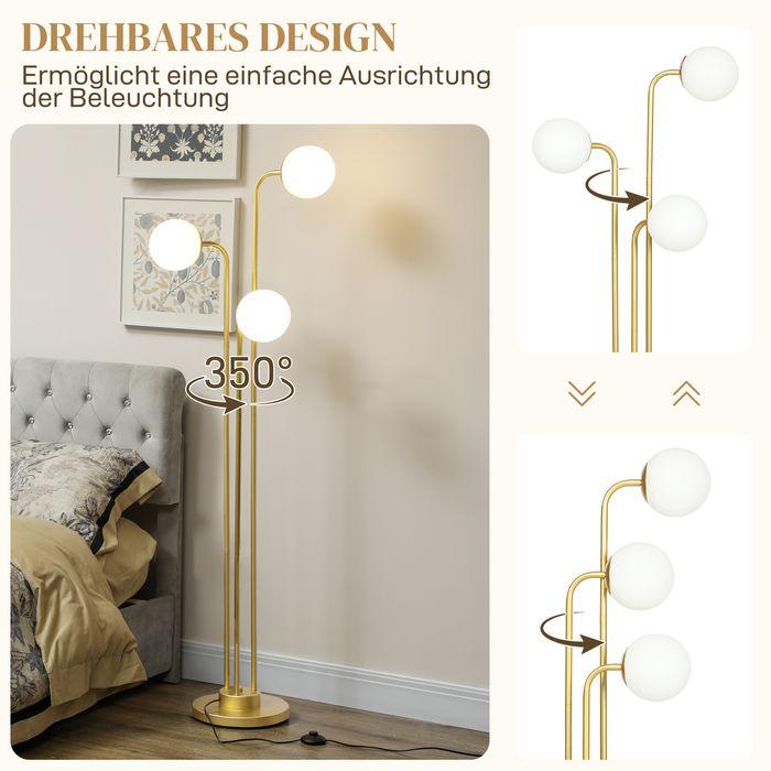 Immagine prodotto Swisshandel24 Stehlampe mit 3 Lampenschirmen, 120W Leselampe, 1,65 m hoch Nachttischlampe (E27)