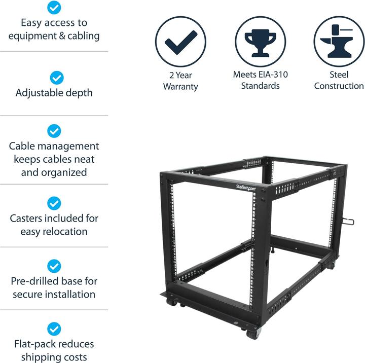 Actual product image StarTech 12u Server Rack - Open Frame (12 RU, 19 inch rack)