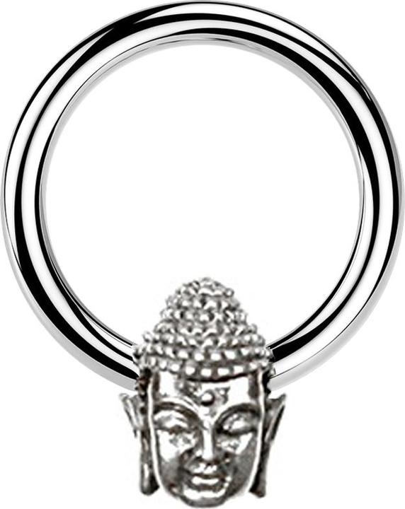 Actual product image Star Piercing Closure Ring silver Buddha silver (Brass, Surgical steel 316L)
