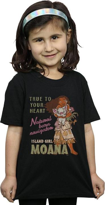 Actual product image Disney Girls Moana Natural Born Navigator Cotton T-Shirt (116)