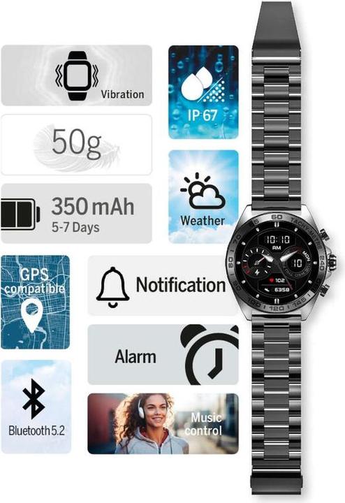 Produktbild Bea-Fon Smartwatch 501, sb (46.30 mm)