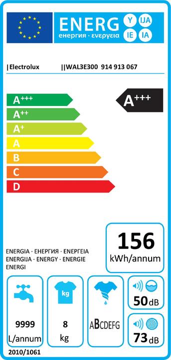 Energie-Label Electrolux WAL3E300 (8 kg, Links)