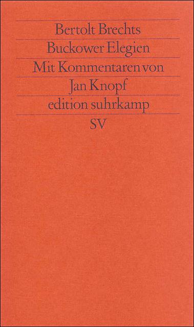 Actual product image Buckower Elegien (German, Bertolt Brecht, Jan Knopf, 1986)