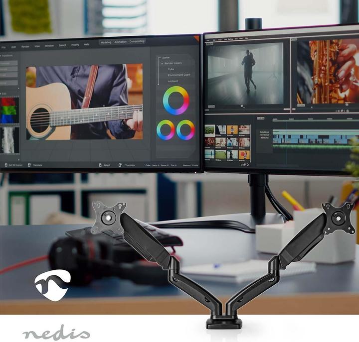 Produktbild Nedis Schreibtisch Monitorhalterung | Gasfeder | 2 Bildschirm(e) | 15 - 32 " | 75x75 / 100x100 | Vol (Tisch, 32")