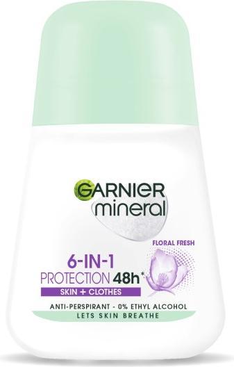 Produktbild Garnier 6In1 Protection 48H Skin And Clothes Roll-On Antiperspirant Ball Floral Fresh 50Ml (Roll-on, 50 ml)