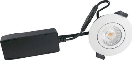 Image du produit Nordtronic Low Profile ECO LED 6W 220-240V 440 lumen 3000K CRI>90 kipvinkel 36° IP54, Mat Hvid, Rond (440 lm)