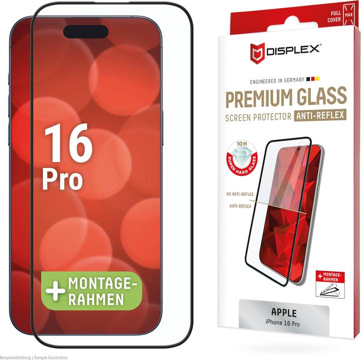 Produktbild Displex Premium Glass, Full Cover Anti-Reflex Panzerglas (1 Stück, Apple iPhone 16 Pro)