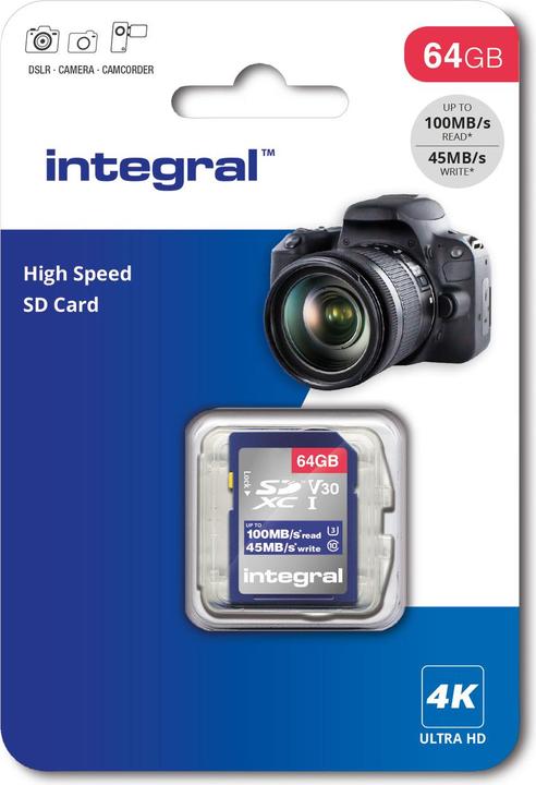 Produktbild INSDX64G-100V30 64GB SD CARD SDXC UHS-1 U3 CL10 V30 UP TO 100MBS READ 45MBS WRITE UHS-I (64 GB, SD, U3, UHS-I)