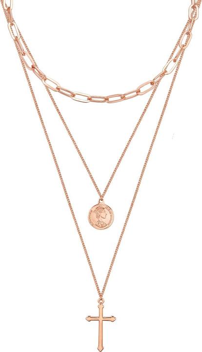 Produktbild Lulu & Jane Damen Kreuz/Münze Metall-Legierung roségold 50,0 cm Basiskette + 5,0 cm Verlängerung - 29579 (Metall-Legierung, 50 - 55 cm)