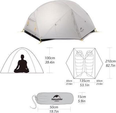 Immagine prodotto Naturehike Namiot Mongar 2 210T NH17T007-M-Verde bosco (Tenda a cupola, 2.40 kg, 2 persone)