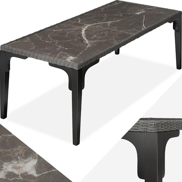 Produktbild tectake Rattan Tisch Foggia 196x87x76cm (196 cm)