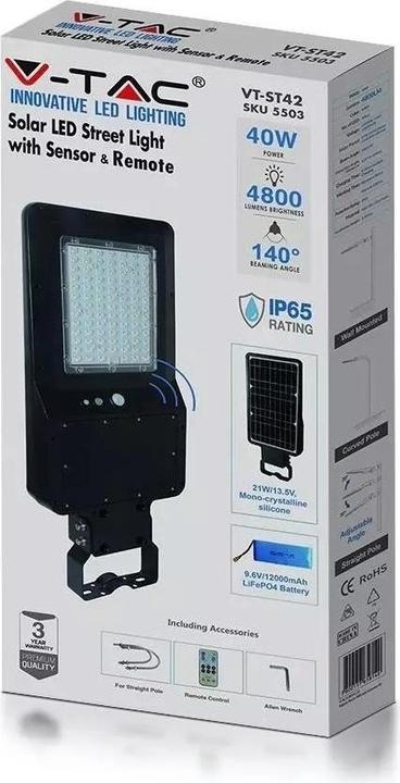 Actual product image V-TAC Solar street lamp (4800 lm, IP65)