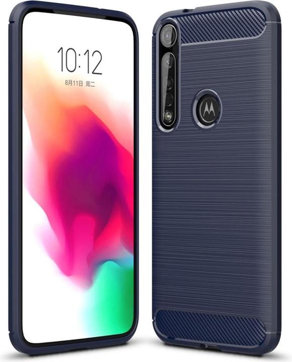 Produktbild König Design Hülle Handy Schutz für Motorola G8 Plus Case Cover Bumper Carbon Optik TPU Blau (Motorola Moto G8 Plus)
