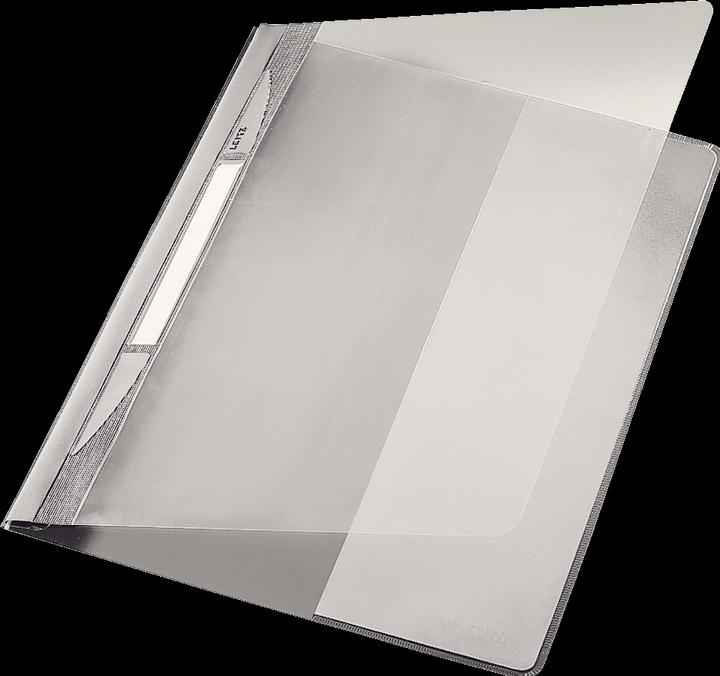 Actual product image Leitz Exquisit loose-leaf binder, DIN A4 extra-wide, PVC, gray PVC hard film, front cover transparent (A4, 1 x)