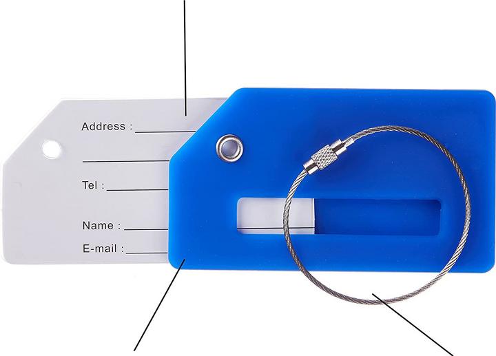 Actual product image Noya Aluminium Kofferanhänger Gepäck-Etiketten Luggage Tag mit Adressschild - Bunt 8er Set (Locks & Trailers)
