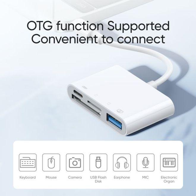 Image du produit Joyroom Lecteur de cartes Lightning vers USB OTG (Lightning, USB-A, USB Type C, Carte SD)