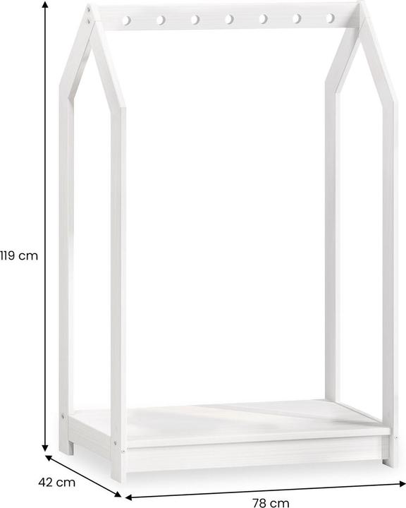 Image du produit IDIMEX Porte-manteau pour enfants SALLY en bois massif - Blanc