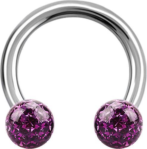 Immagine prodotto Star Piercing Campanile circolare d'argento con due sfere di cristallo strato protettivo epossidico viola (Acciaio chirurgico 316L, senza ottone)