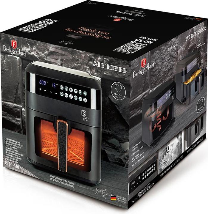 Actual product image BerlingerHaus BH9446 Air fryer, 6,3L, visible window Black Rose CollectionMona