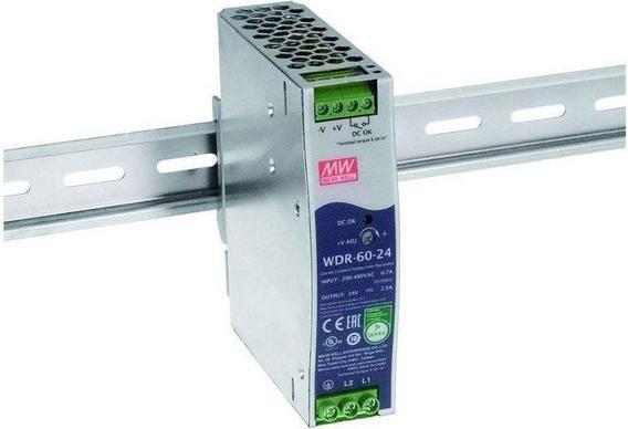 Immagine prodotto MeanWell Alimentatore per guida DIN, 89%, 24V, 2,5A, 60W, regolabile