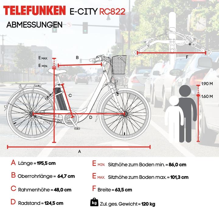 Produktbild Telefunken Multitalent RC822, City E-Bike, Motor power 250 W, Wheel size 28 ", Warranty 24 month(s), Anthracite (49 cm)