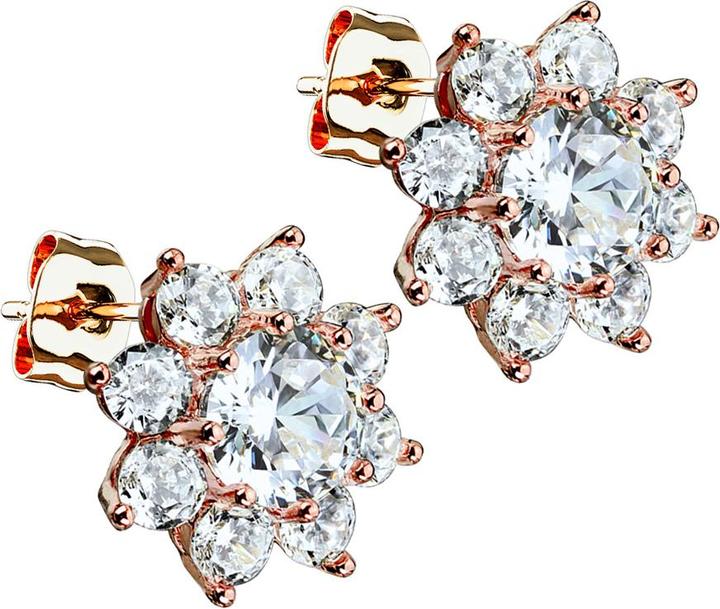Image du produit Star Piercing Boucles d'oreilles or rose Fleur de cristal avec grand cristal (Acier chirurgical 316L, Laiton)