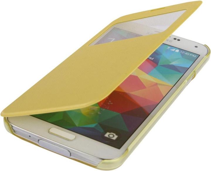 Actual product image König Design Mobile Phone Case Flipcover with Window for Samsung S5 mini / G800 Yellow (Samsung Galaxy S5 Mini)