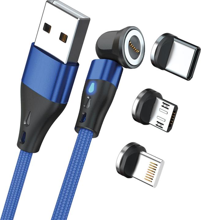 Actual product image RealPower Magnetic cable 3 Amp,1m,blue with adapters (1 m)
