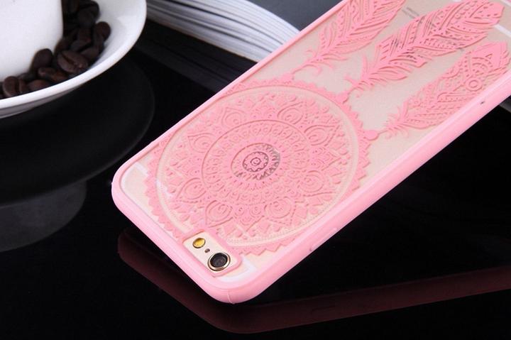 Produktbild König Design Apple iPhone 6 / 6s Handy Hülle Mandala Case Schutzhülle Motiv Traumfänger Rosa (Apple iPhone 6)