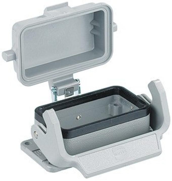 Actual product image Harting HAN B connector chassis housing type 16BMetal, surface mounting with locking clip un