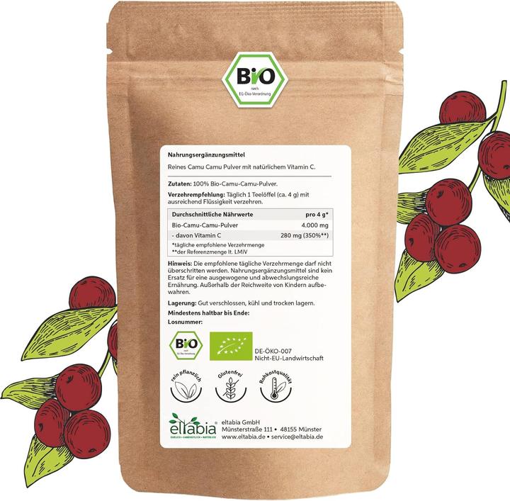 Actual product image Eltabia Organic camu camu powder in high doses with natural vitamin C from Brazil (Powder, 100 g)