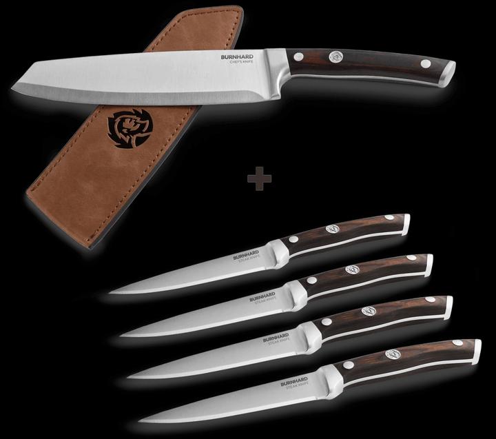 Immagine prodotto Burnhard Set di coltelli da bistecca e da cucina con manico in legno di pakka (4 Pezzo/i, Coltello)